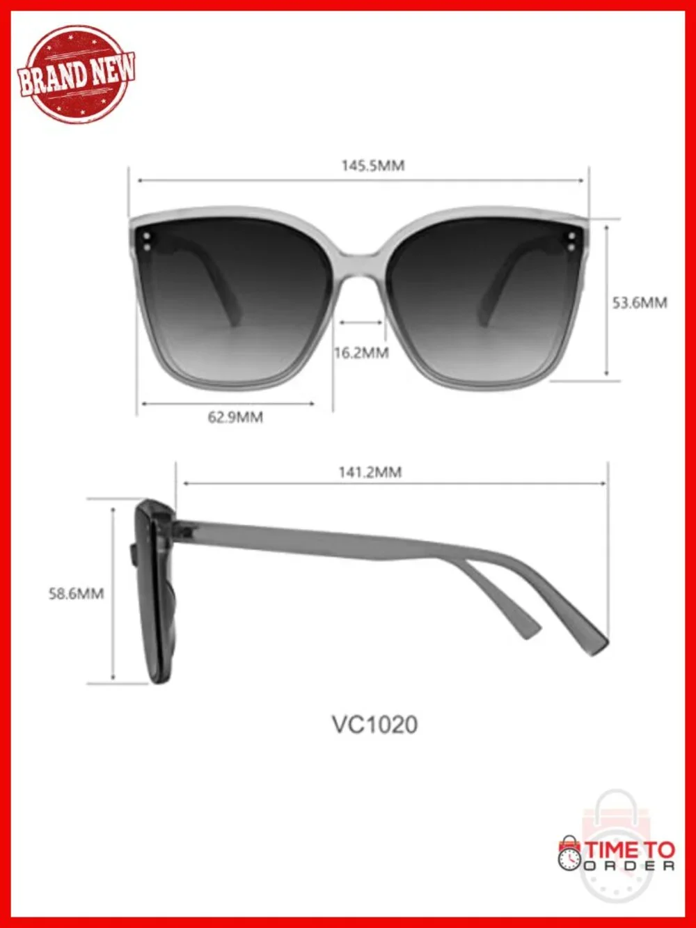 Square Sunglasses 100% UV Protective Polycarbonate Lens